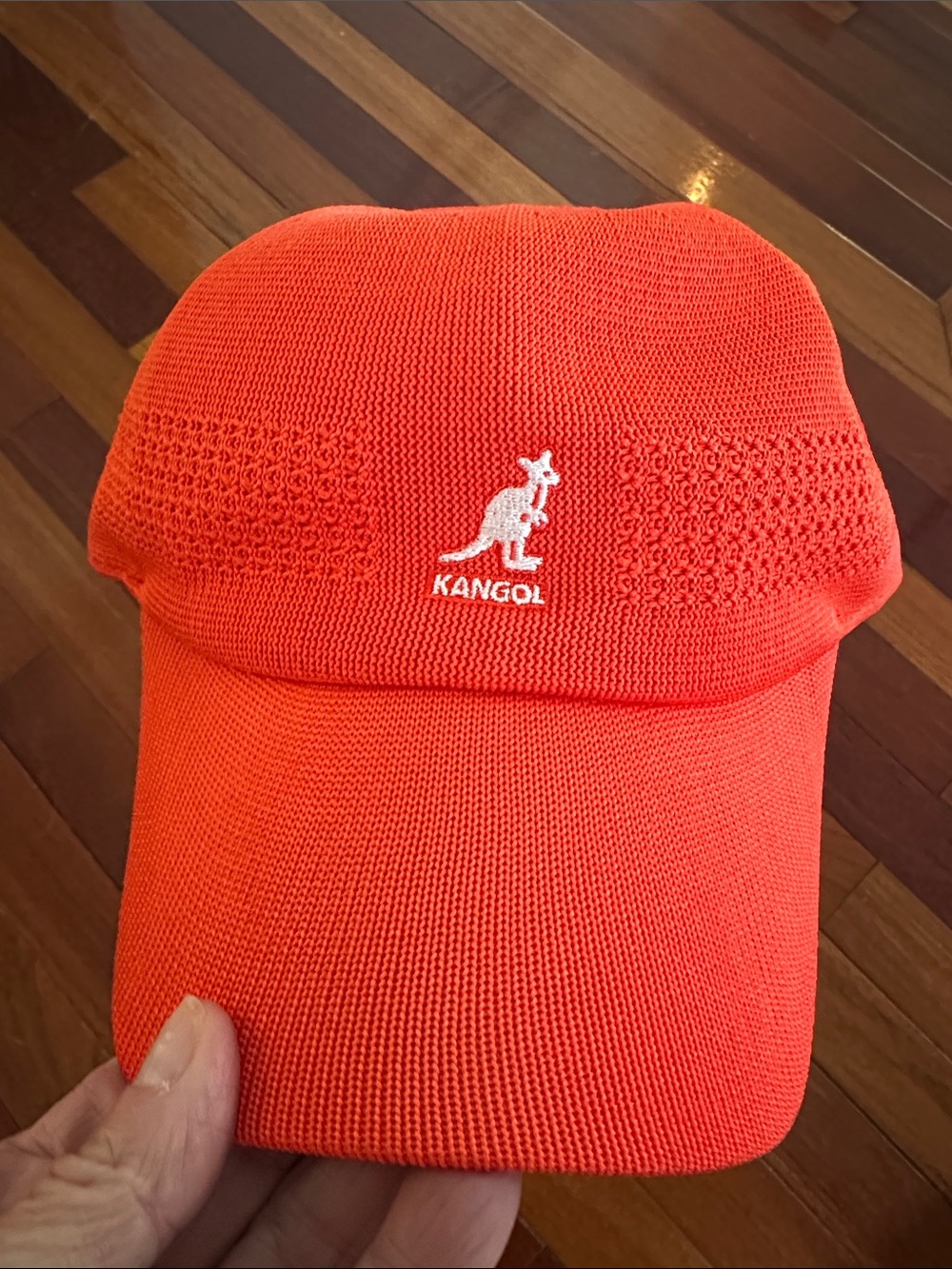 NEW Kangol Tropic Ventair Spacecap Orange Kangaroo Logo Mesh Hat British Large